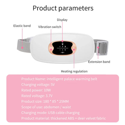 Relieve Menstrual Pain Abdominal Heating Massage Warm - Portable, USB-rechargeable device with adjustable heating and vibration settings