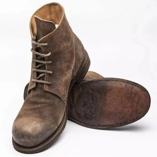 Retro Men's Casual Short Tube Boots in black, army green, and brown colours