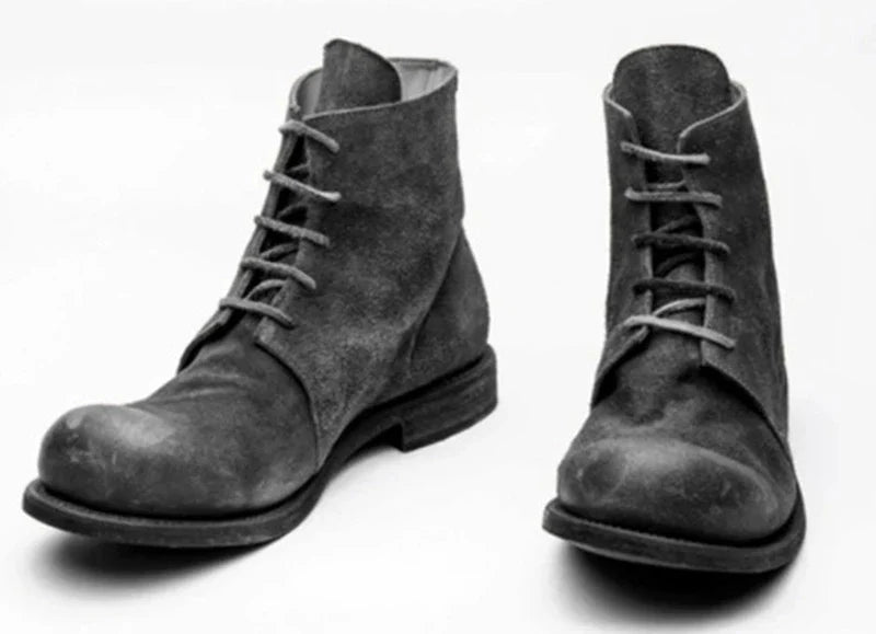 Retro Men's Casual Short Tube Boots in black, army green, and brown colours