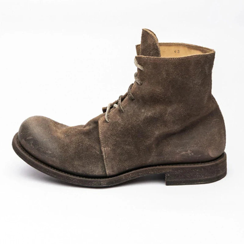 Retro Men's Casual Short Tube Boots in black, army green, and brown colours