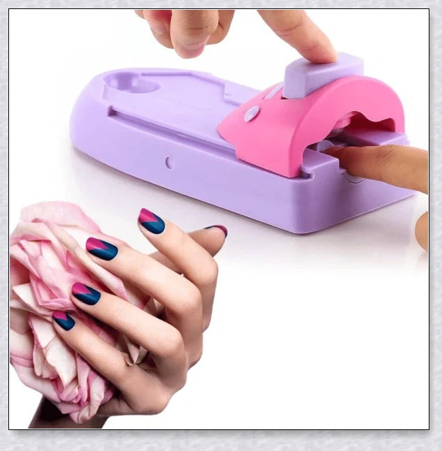 Portable nail art printing machine with various nail design patterns, perfect for creating salon-quality nail art at home