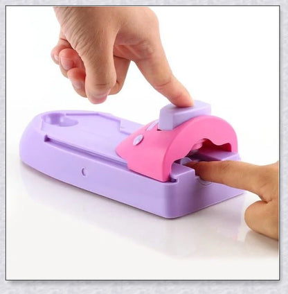 Portable nail art printing machine with various nail design patterns, perfect for creating salon-quality nail art at home