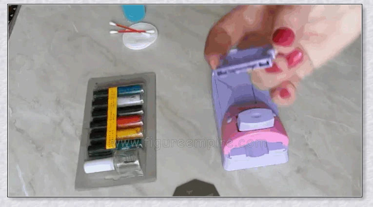 Portable nail art printing machine with various nail design patterns, perfect for creating salon-quality nail art at home