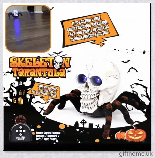 Arachnoskull Remote Control Halloween Skull Tarantula - Realistic Crawling Spooky Decoration
