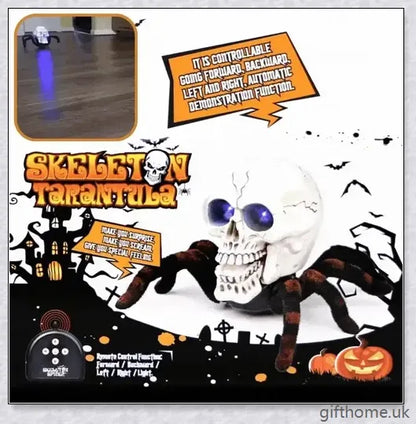 Arachnoskull Remote Control Halloween Skull Tarantula - Realistic Crawling Spooky Decoration