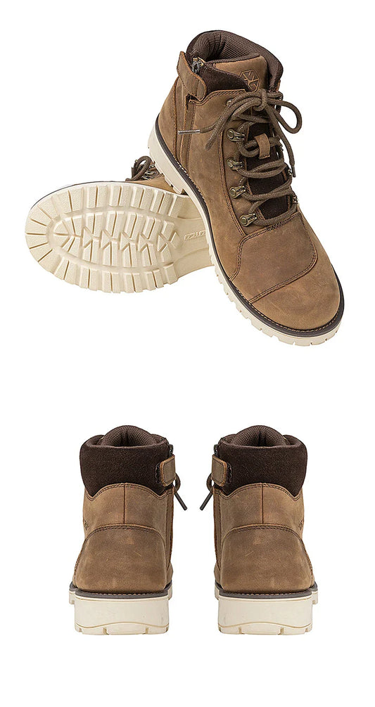 Premium retro motorcycle boots in brown cowhide leather with anti-drop protection