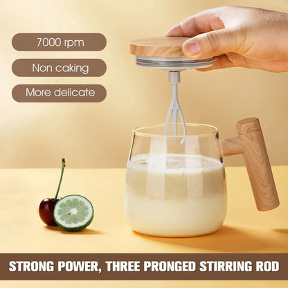 Electric Self Stirring Coffee Mug with Handle, 400ml capacity, transparent design, perfect for hot drinks