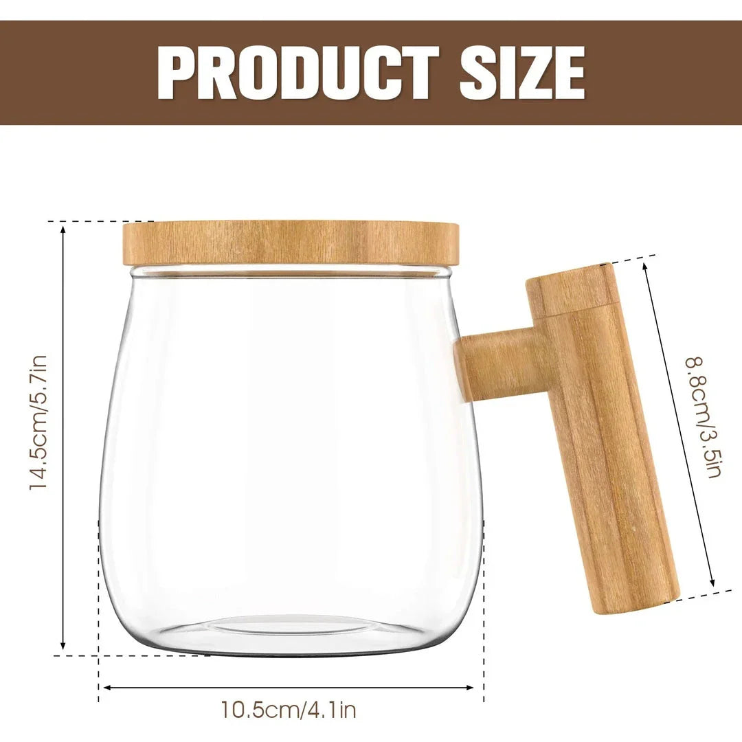 Electric Self Stirring Coffee Mug with Handle, 400ml capacity, transparent design, perfect for hot drinks