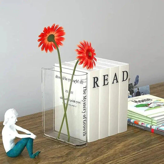 Modern Acrylic Book Flower Vase with Elegant Design and Versatile Functionality