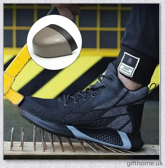 Anti-smashing and anti-piercing work boots with reinforced steel plate and durable flying weave upper