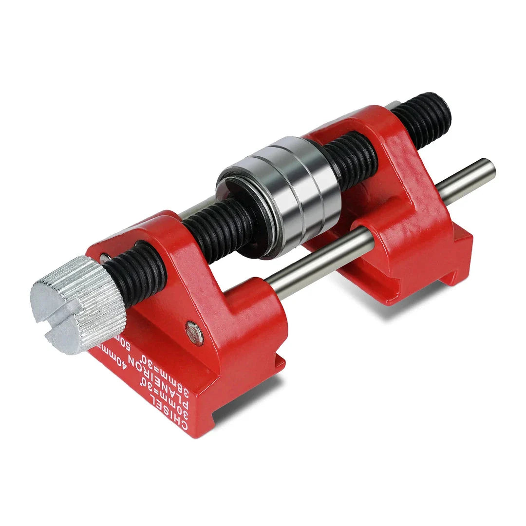 A precision honing guide for woodworking chisels and planer blades, featuring an adjustable design and durable construction for professional-grade sharpening results.
