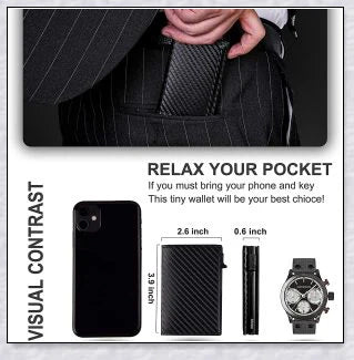 A sleek and modern leather wallet with a built-in aluminium card holder and AirTag compatibility for secure storage and easy tracking.
