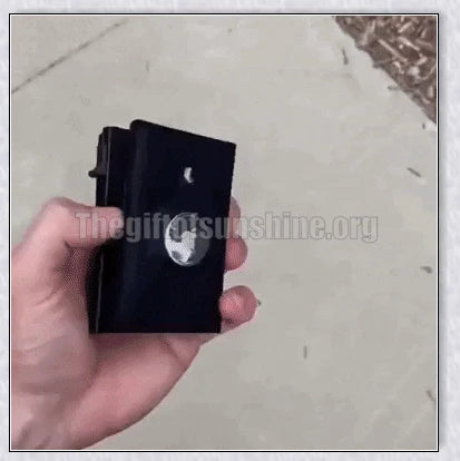 A sleek and modern leather wallet with a built-in aluminium card holder and AirTag compatibility for secure storage and easy tracking.