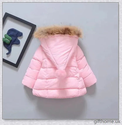Premium baby winter jacket made of soft, breathable cotton with thick, insulating lining for cosy comfort