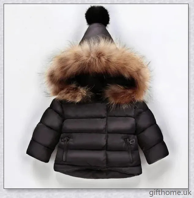 Premium baby winter jacket made of soft, breathable cotton with thick, insulating lining for cosy comfort