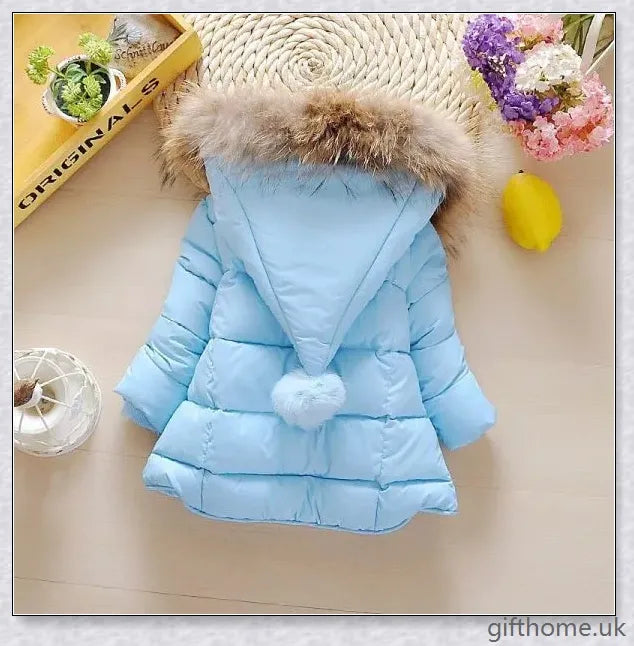 Premium baby winter jacket made of soft, breathable cotton with thick, insulating lining for cosy comfort