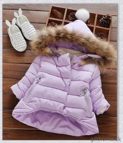 Premium baby winter jacket made of soft, breathable cotton with thick, insulating lining for cosy comfort