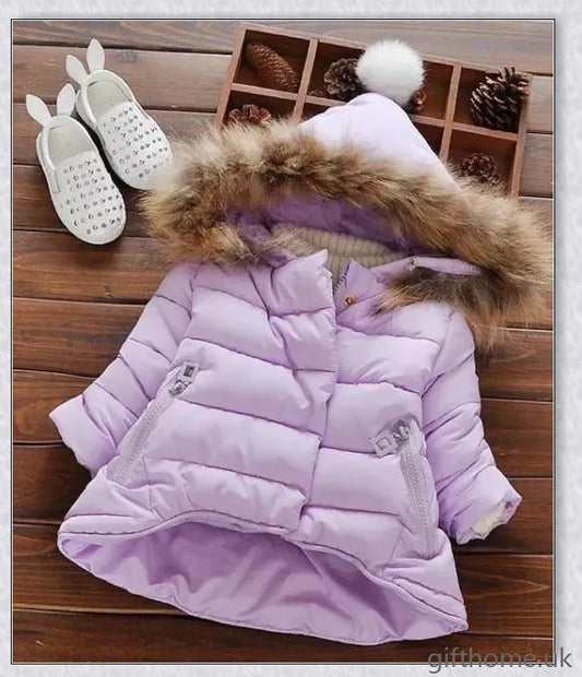 Premium baby winter jacket made of soft, breathable cotton with thick, insulating lining for cosy comfort
