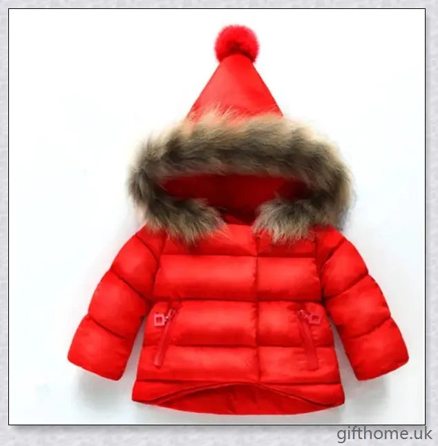 Premium baby winter jacket made of soft, breathable cotton with thick, insulating lining for cosy comfort