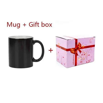 Trendha's Heat Sensitive Custom Printed Mug featuring a hidden design that appears when filled with hot liquid
