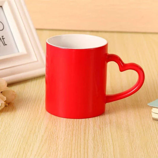 Trendha's Heat Sensitive Custom Printed Mug featuring a hidden design that appears when filled with hot liquid