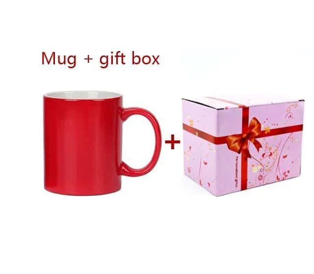 Trendha's Heat Sensitive Custom Printed Mug featuring a hidden design that appears when filled with hot liquid