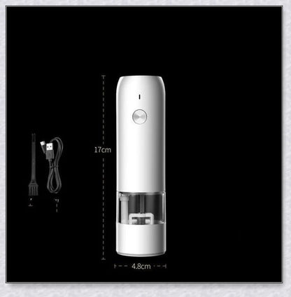 Rechargeable electric pepper and salt grinder set with adjustable coarseness and gravity-sensing mechanism