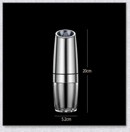Rechargeable electric pepper and salt grinder set with adjustable coarseness and gravity-sensing mechanism