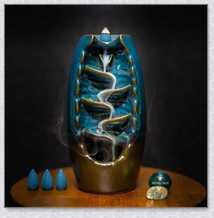 Incense Falls incense burner with mesmerising smoke cascade effect, delivering a calming and rejuvenating aromatherapy experience