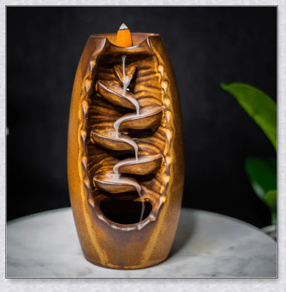 Incense Falls incense burner with mesmerising smoke cascade effect, delivering a calming and rejuvenating aromatherapy experience