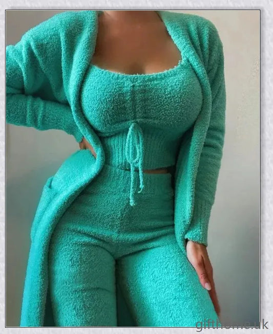 Autumn Winter Casual Plush 3 Pieces Pantsuits in a variety of colours and sizes