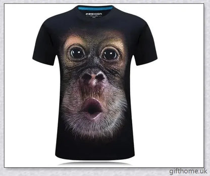 A men's t-shirt featuring a bold, eye-catching 3D gorilla graphic design in premium cotton construction.