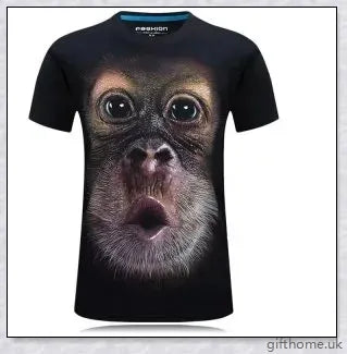 A men's t-shirt featuring a bold, eye-catching 3D gorilla graphic design in premium cotton construction.