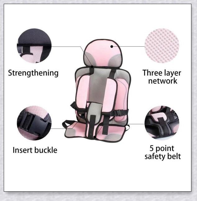 Portable Booster Seat Baby Car For Travel - Adjustable side impact protection and headrest for ultimate safety and comfort