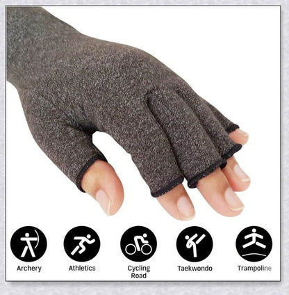 A pair of NHS Compression Arthritis Relief Gloves in different colours, designed to provide pain relief and improved mobility for those suffering from rheumatoid arthritis and osteoarthritis.