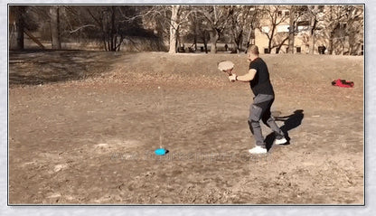 A self-training tennis tool that allows solo practice sessions with an adjustable rebound ball.