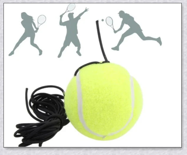 A self-training tennis tool that allows solo practice sessions with an adjustable rebound ball.