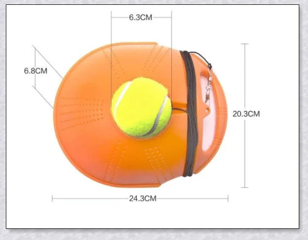 A self-training tennis tool that allows solo practice sessions with an adjustable rebound ball.