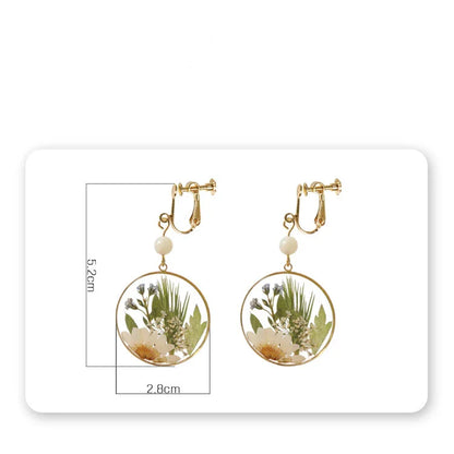 Fashion Resin Natural Plant Earrings with intricate botanical designs and copper gilt accents