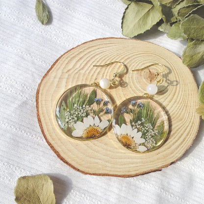 Fashion Resin Natural Plant Earrings with intricate botanical designs and copper gilt accents
