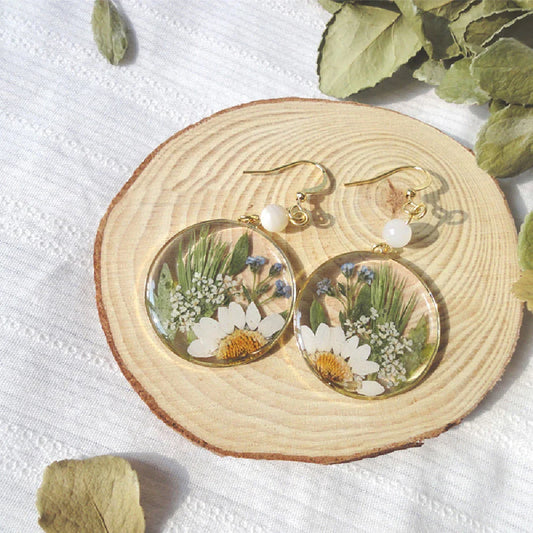 Fashion Resin Natural Plant Earrings with intricate botanical designs and copper gilt accents