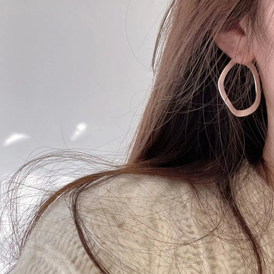 Premium Korean-inspired sterling silver stud earrings with a large circle design