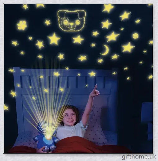 Bellydreams Stuffed Animal Night Light - A plush, glowing companion that projects stars on the ceiling to help children sleep