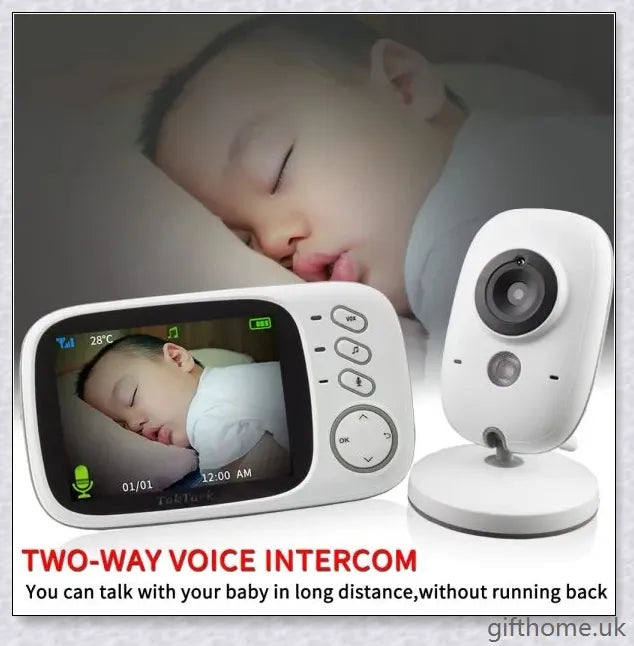 3.2 Inch Digital Baby Care Device with two-way intercom, temperature monitoring, and built-in music player