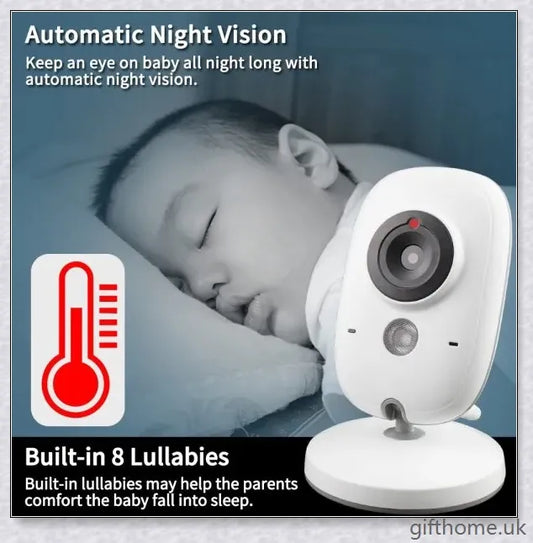 3.2 Inch Digital Baby Care Device with two-way intercom, temperature monitoring, and built-in music player