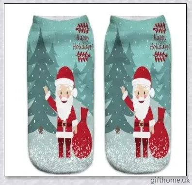 3D printed Christmas low cut ankle sport socks in a festive holiday design
