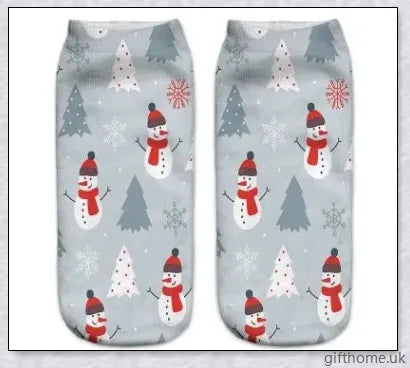 3D printed Christmas low cut ankle sport socks in a festive holiday design