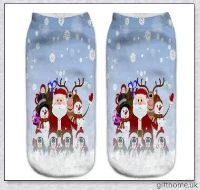 3D printed Christmas low cut ankle sport socks in a festive holiday design