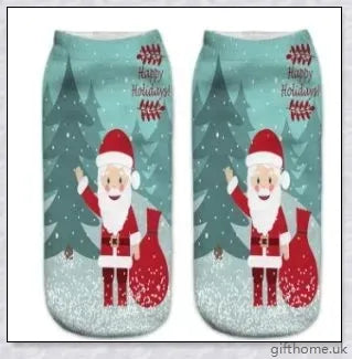 3D printed Christmas low cut ankle sport socks in a festive holiday design