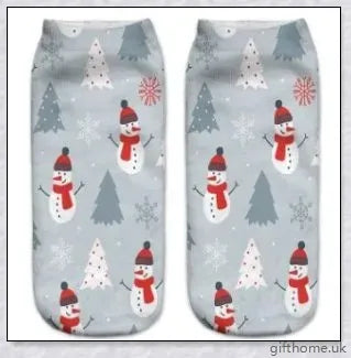 3D printed Christmas low cut ankle sport socks in a festive holiday design